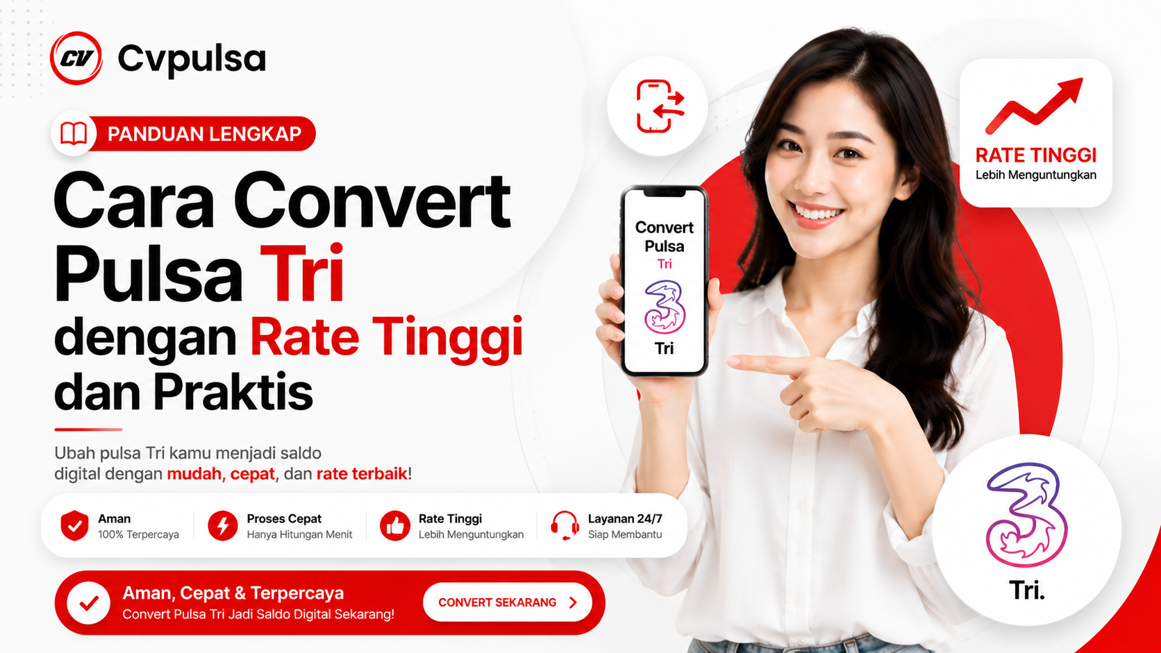 Cara Convert Pulsa Tri dengan Rate Tinggi dan Praktis